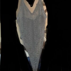 Blue Lace Floral Bodysuit